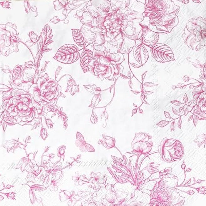 Monogram Clam Shell Trinket Dish in Pink Toile