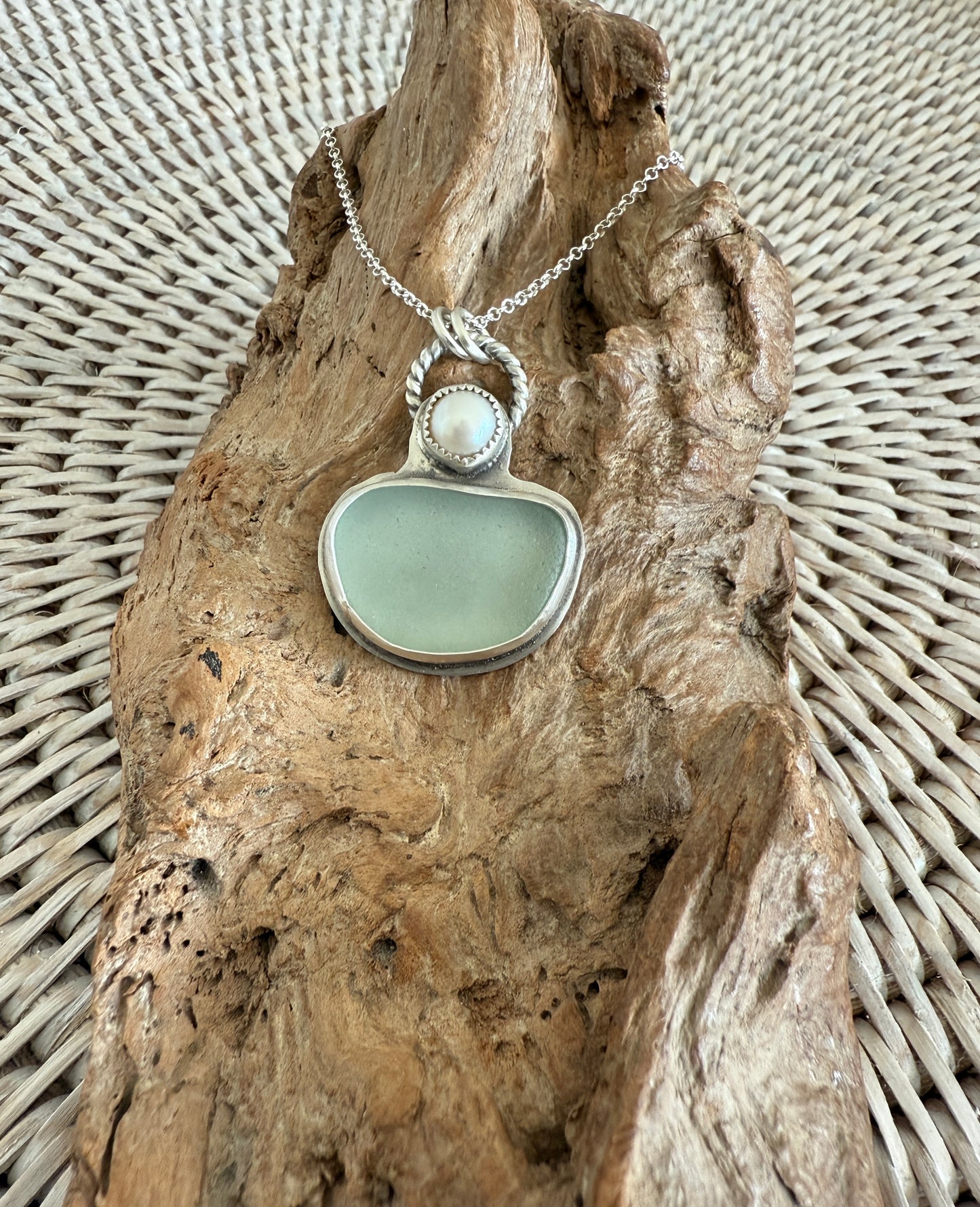Sea Glass and Pearl Necklace