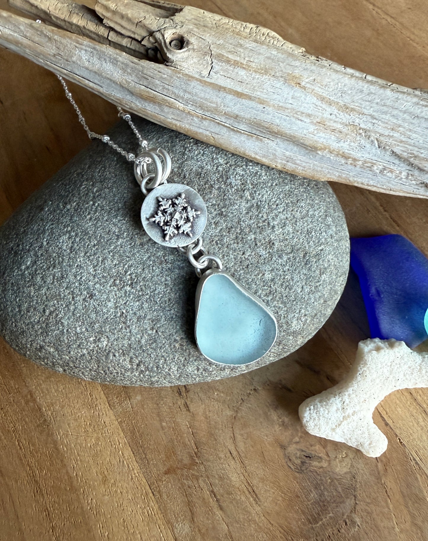 Sea Glass Snowflake Necklace