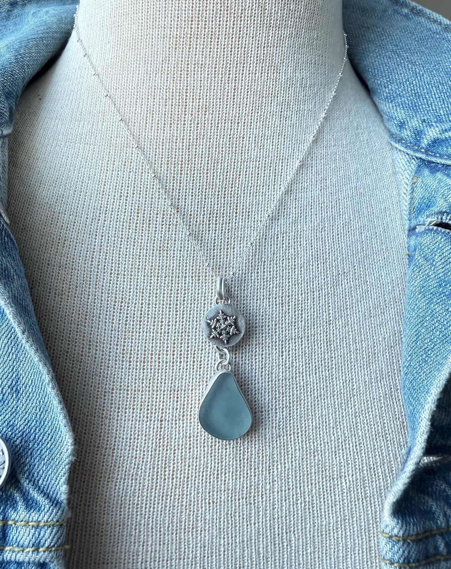 Sea Glass Snowflake Necklace