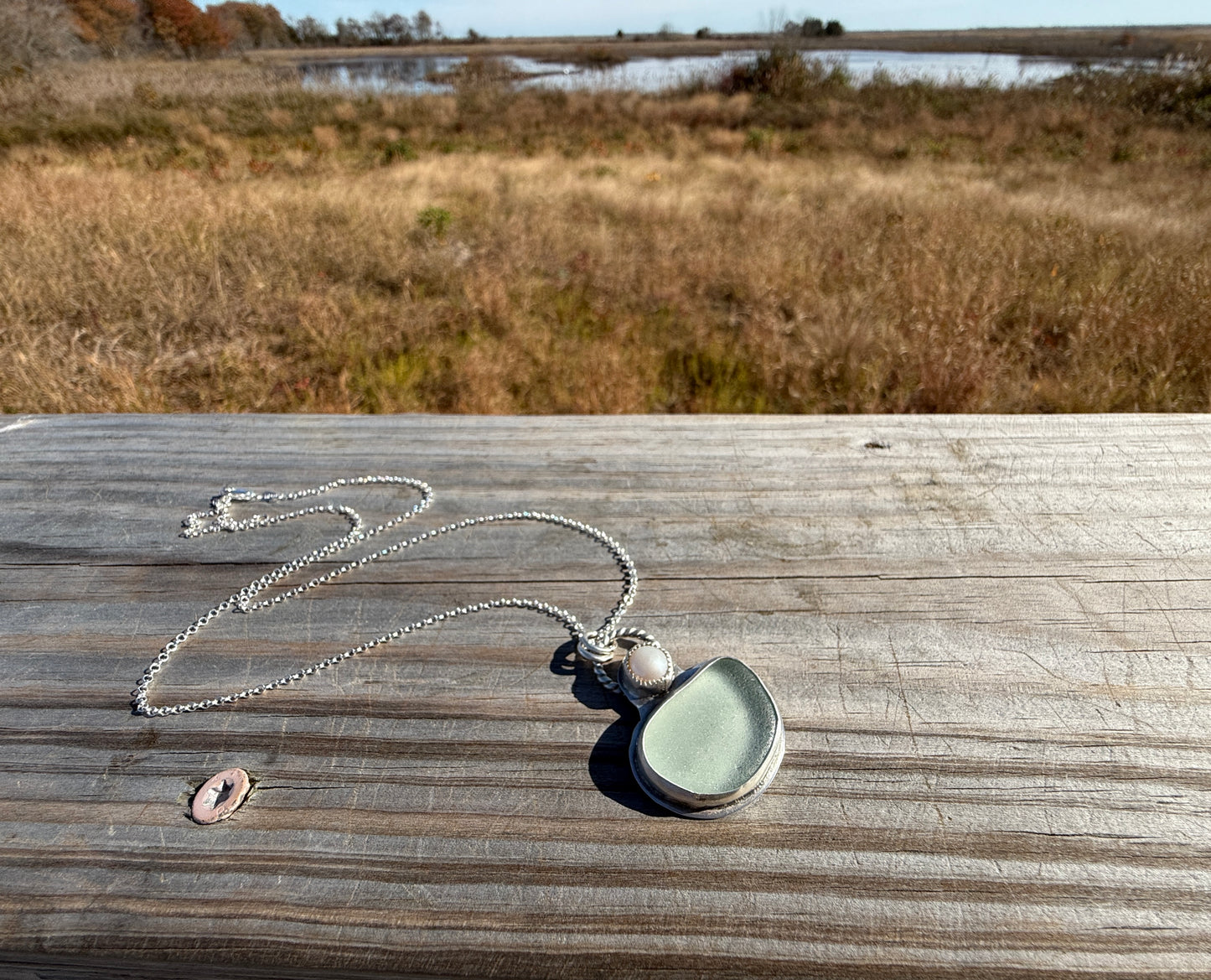 Sea Glass and Pearl Necklace