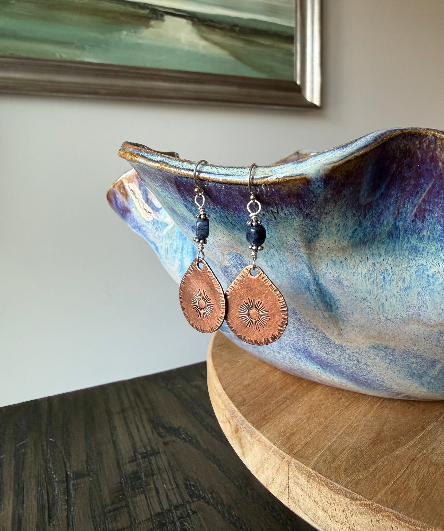 Copper and Sodalite Earrings