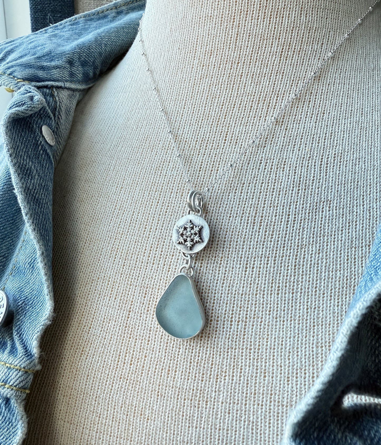 Sea Glass Snowflake Necklace
