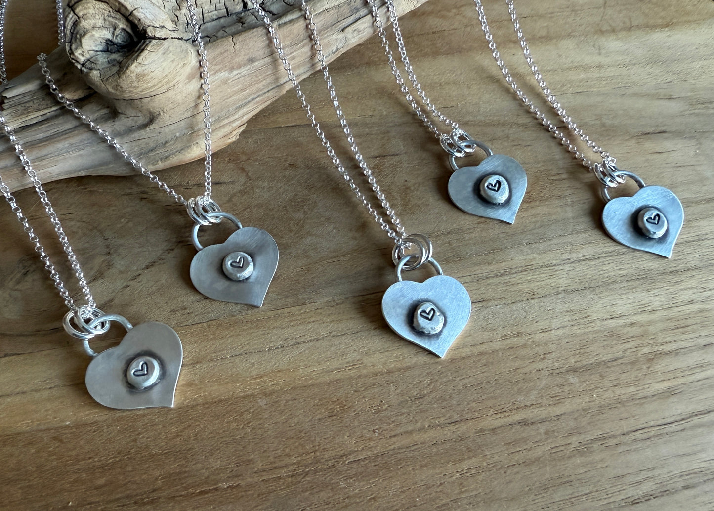 Hand Stamped Heart Locket Necklace