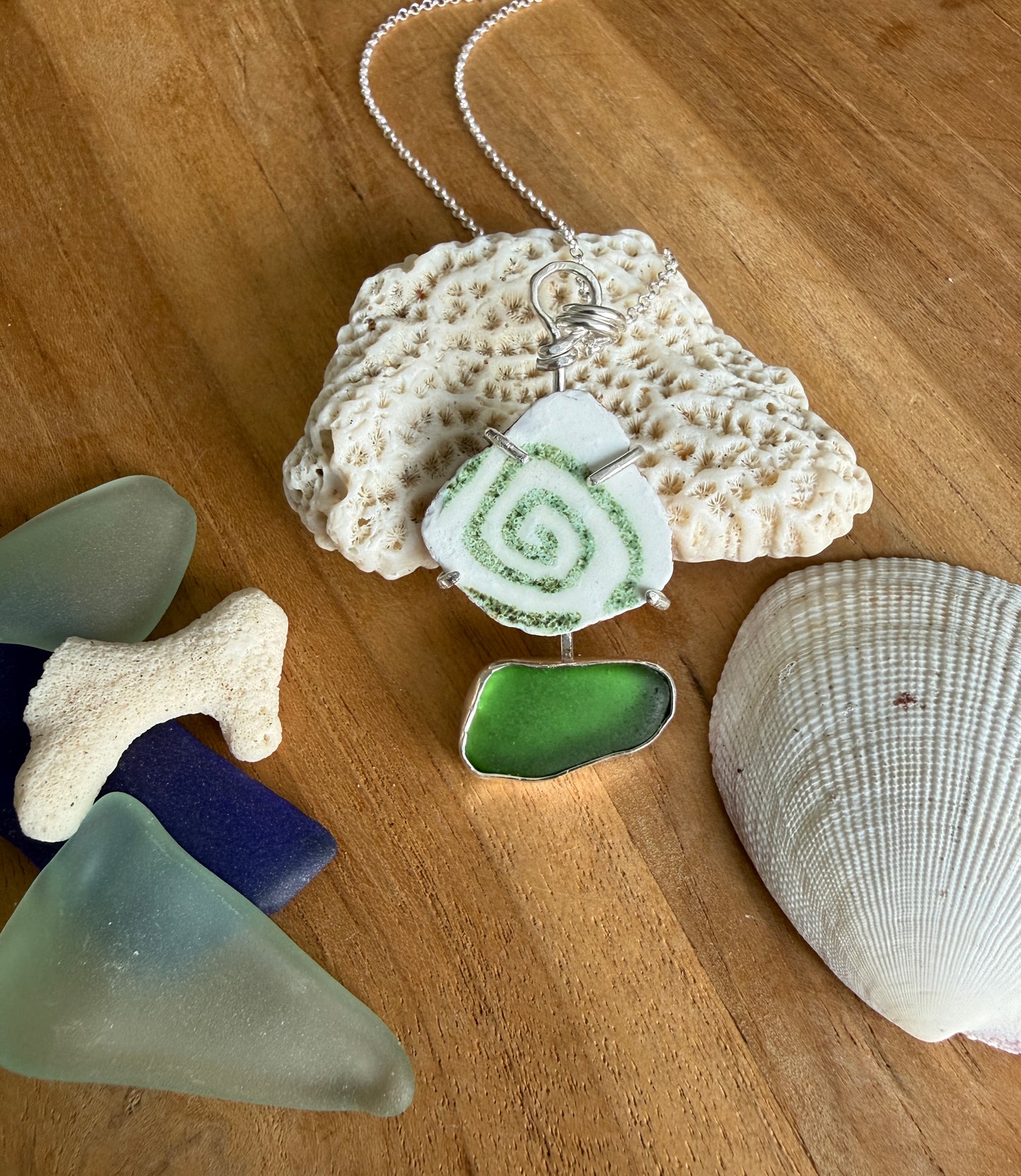 Spin Me Right Round Sea Glass Necklace