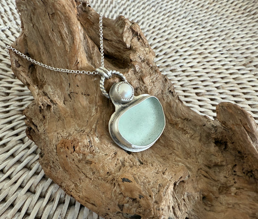 Sea Glass and Pearl Necklace