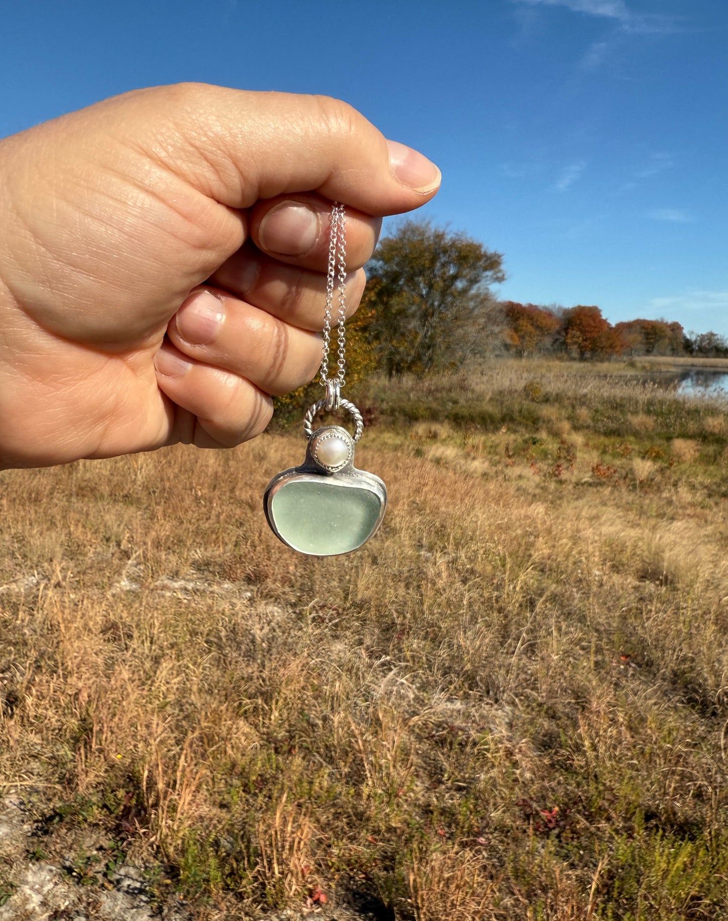 Sea Glass and Pearl Necklace