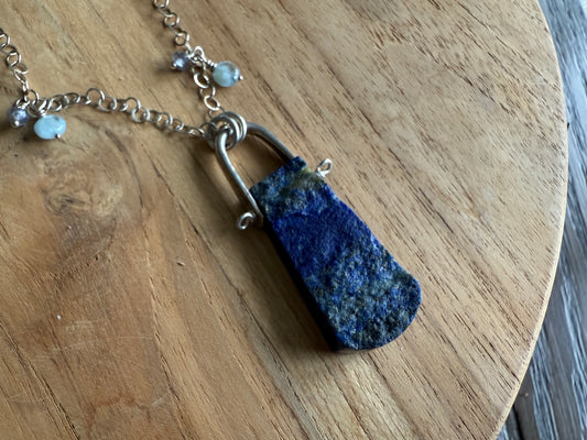 Two Face Lapis and Leather Necklace