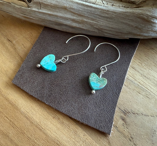 Kingman Turquoise Heart Dangle Earrings
