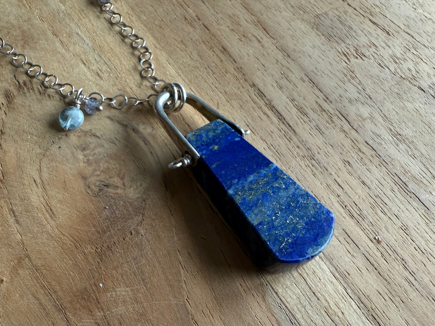Two Face Lapis and Leather Necklace
