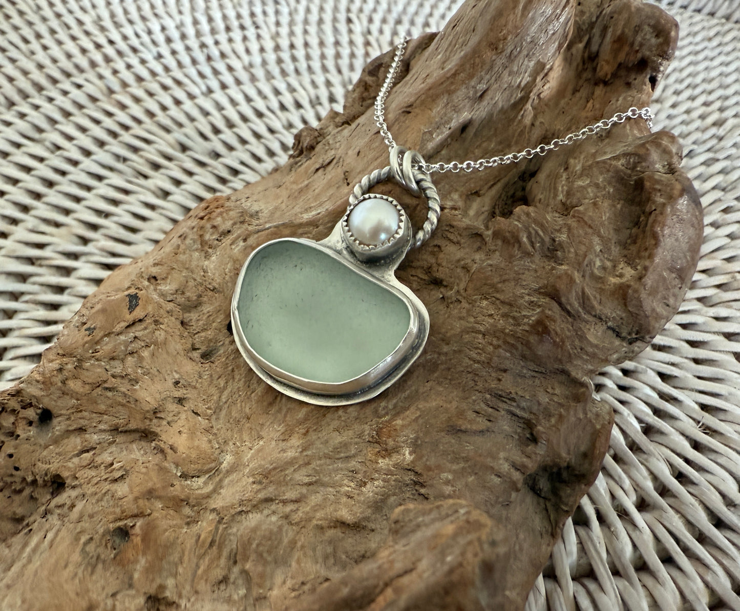 Sea Glass and Pearl Necklace