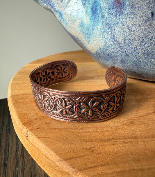 Vintage Floral Copper Cuff
