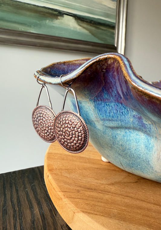 Copper and Silver Medallion Earrings