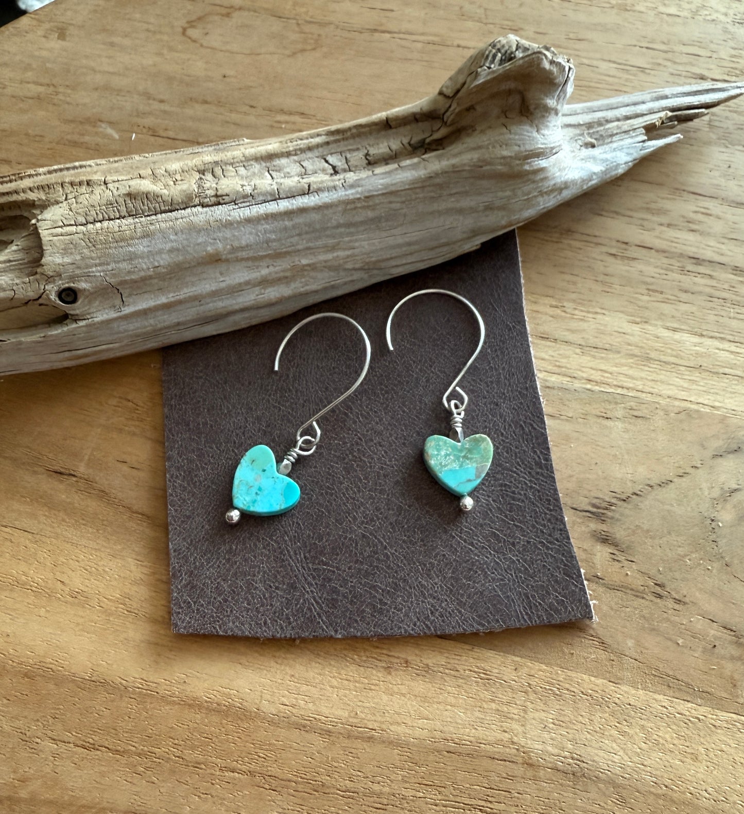 Kingman Turquoise Heart Dangle Earrings