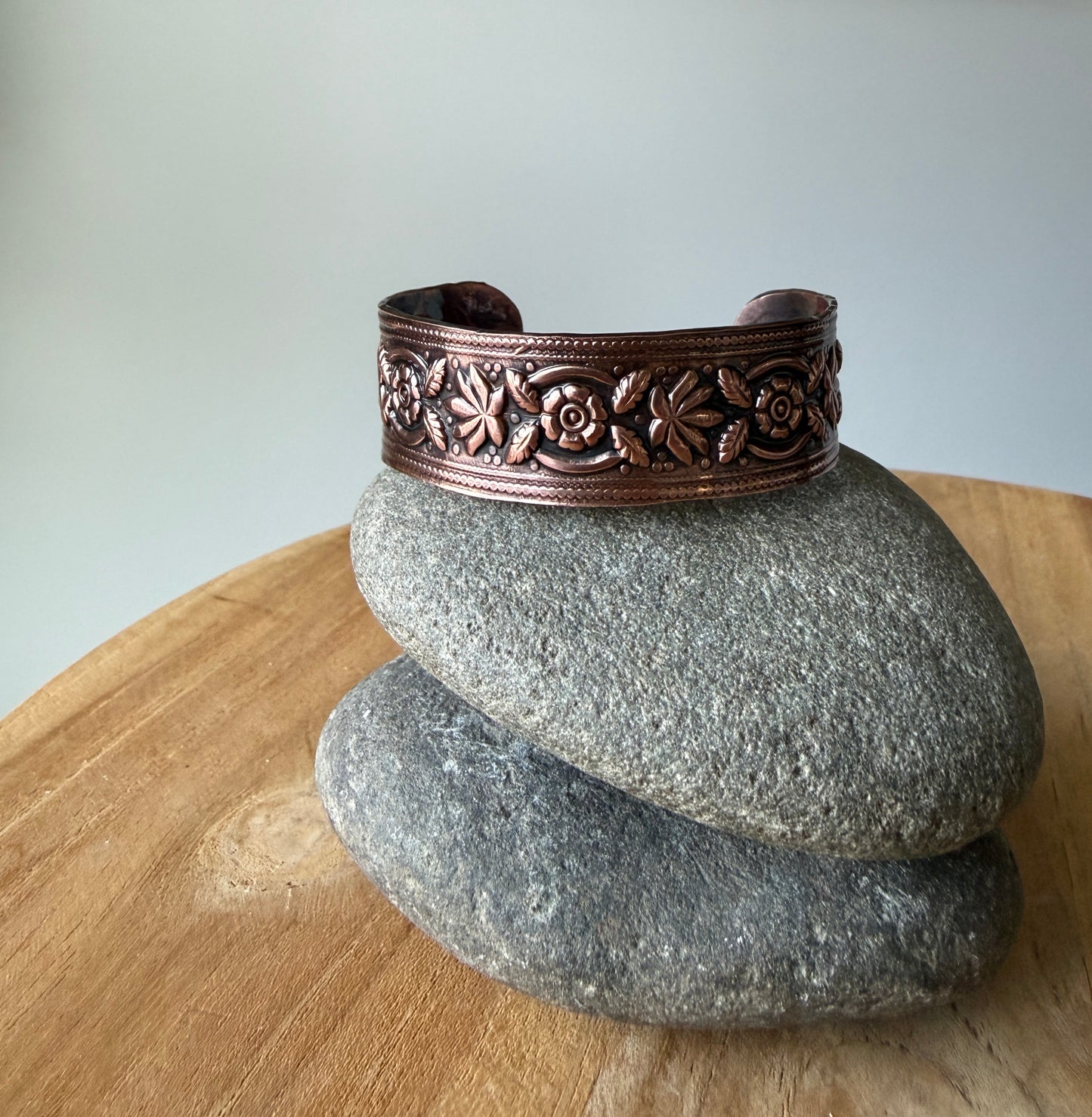 Copper Cuff with Floral Pattern