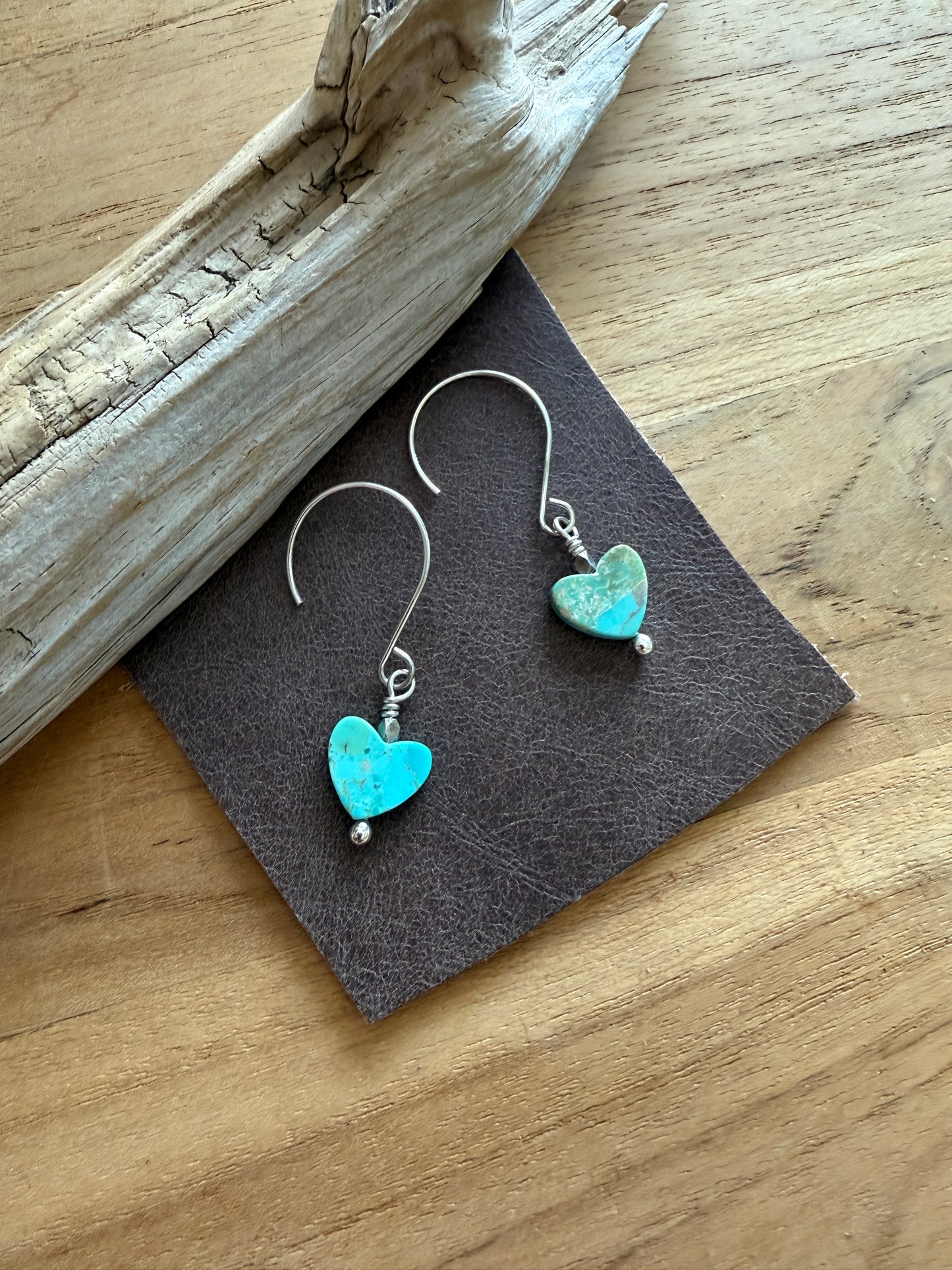 Kingman Turquoise Heart Dangle Earrings