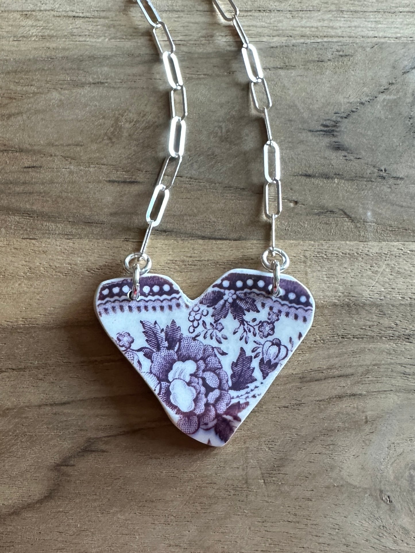 Tumbled China Heart Necklace