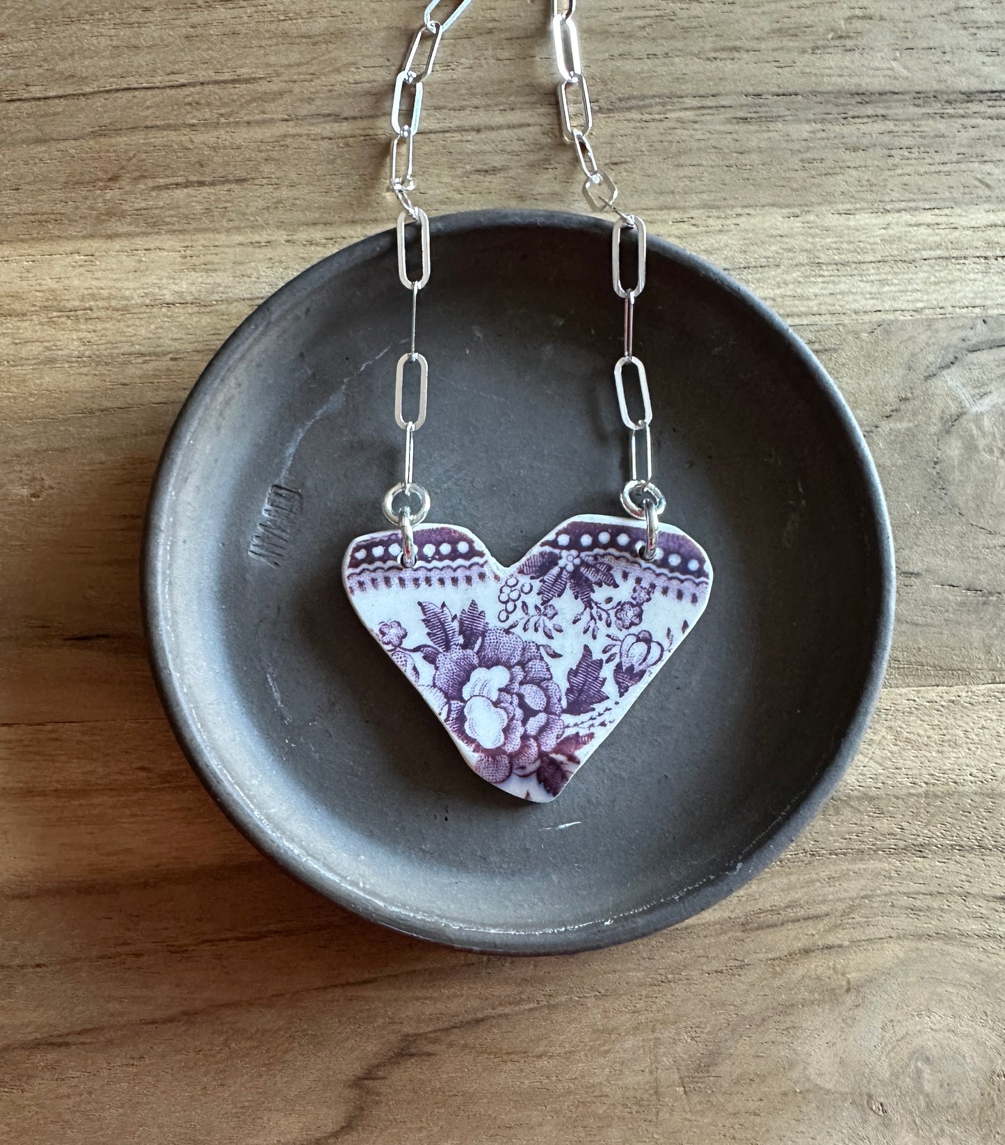 Tumbled China Heart Necklace