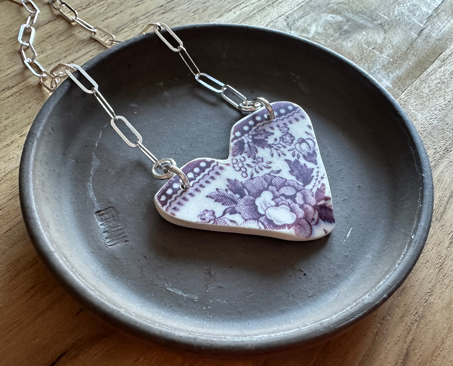 Tumbled China Heart Necklace