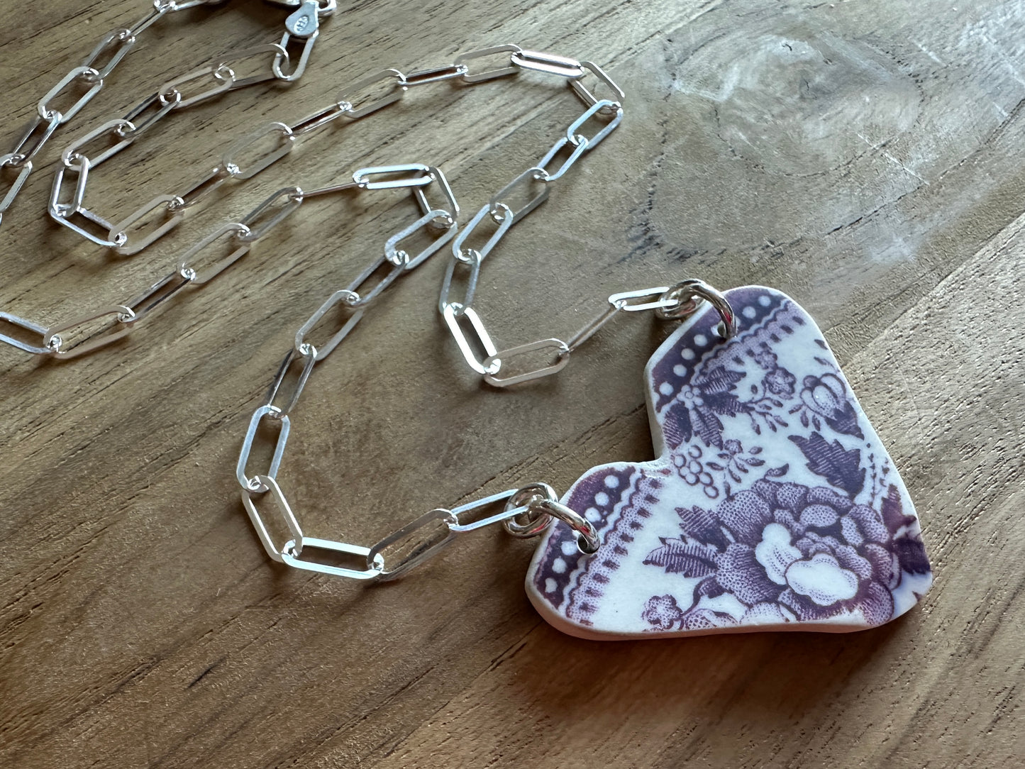 Tumbled China Heart Necklace