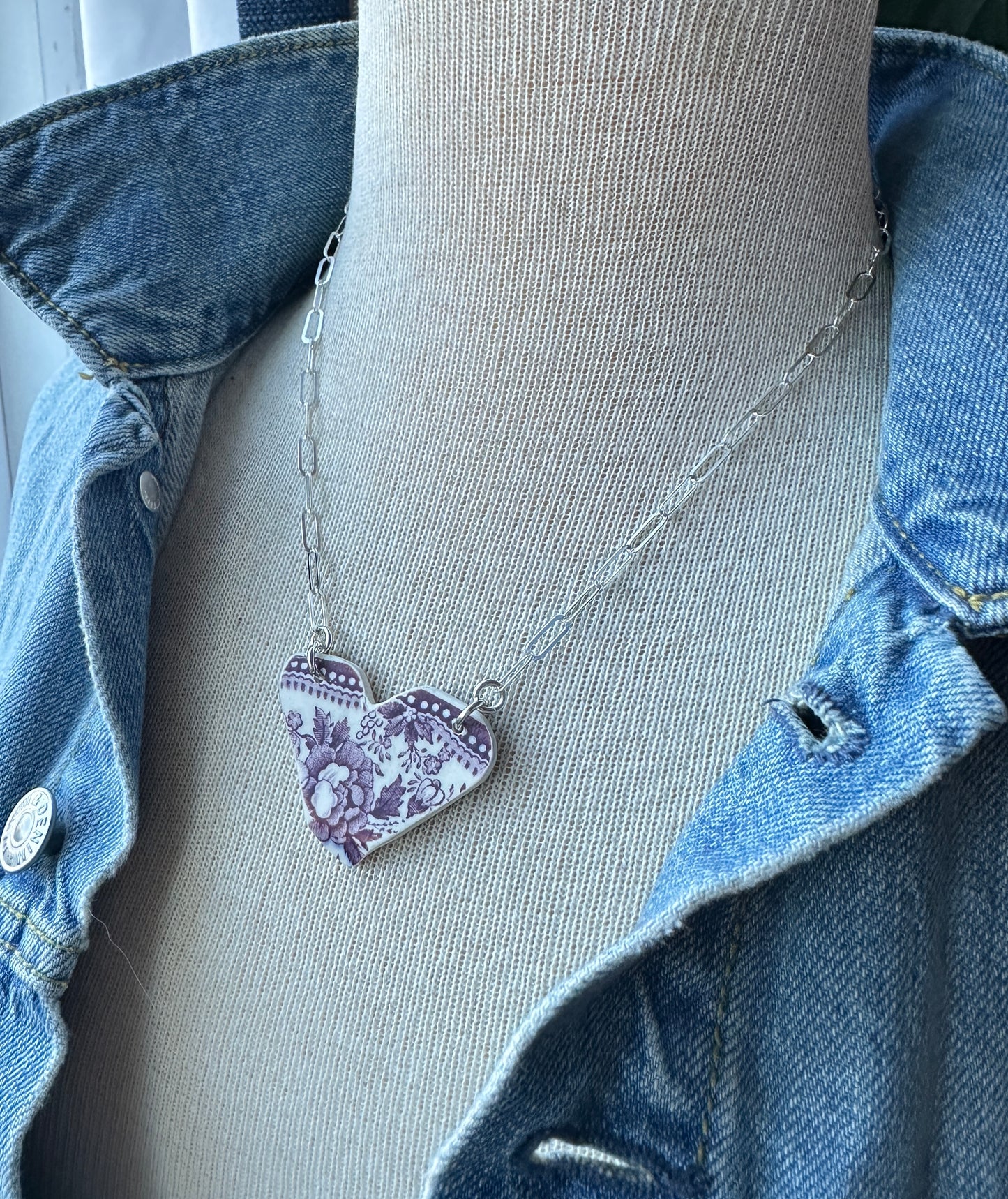 Tumbled China Heart Necklace