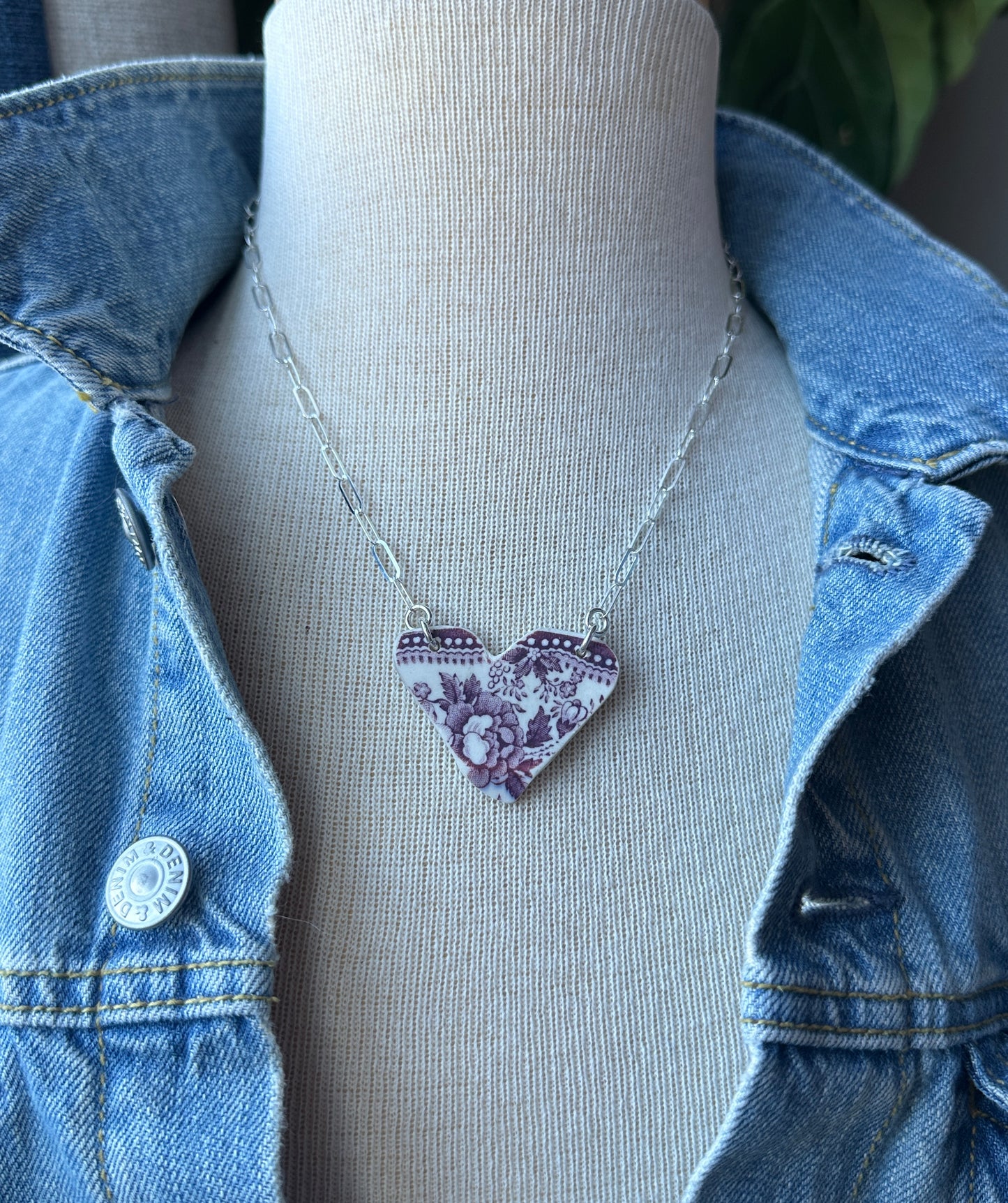 Tumbled China Heart Necklace