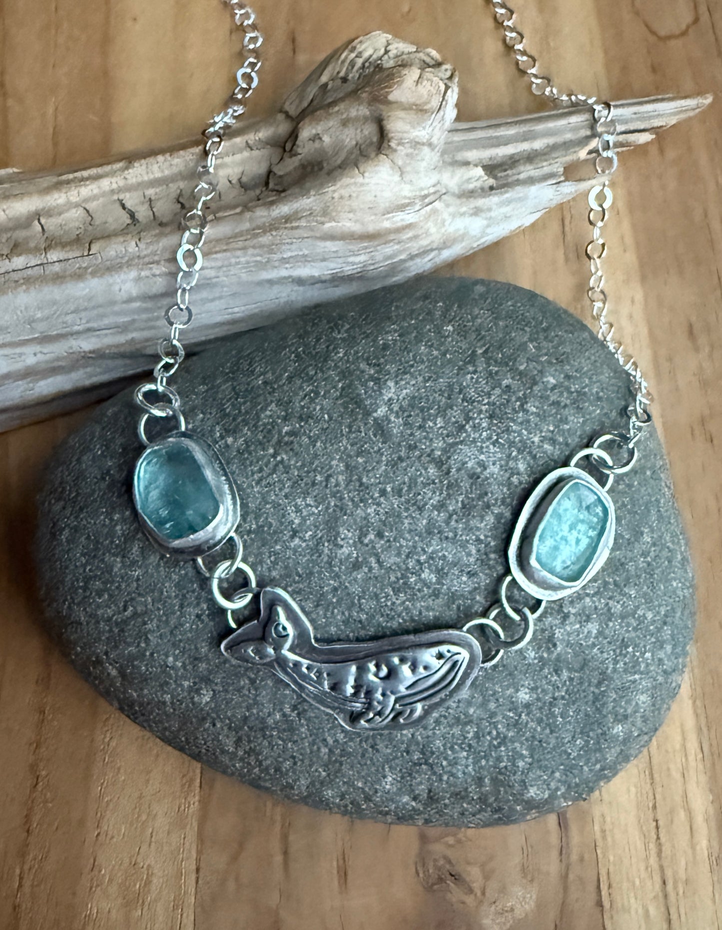 Blue Kyanite Humpback Whale necklace