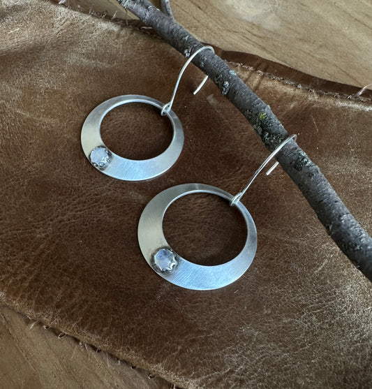 Moonstone Circle Earrings