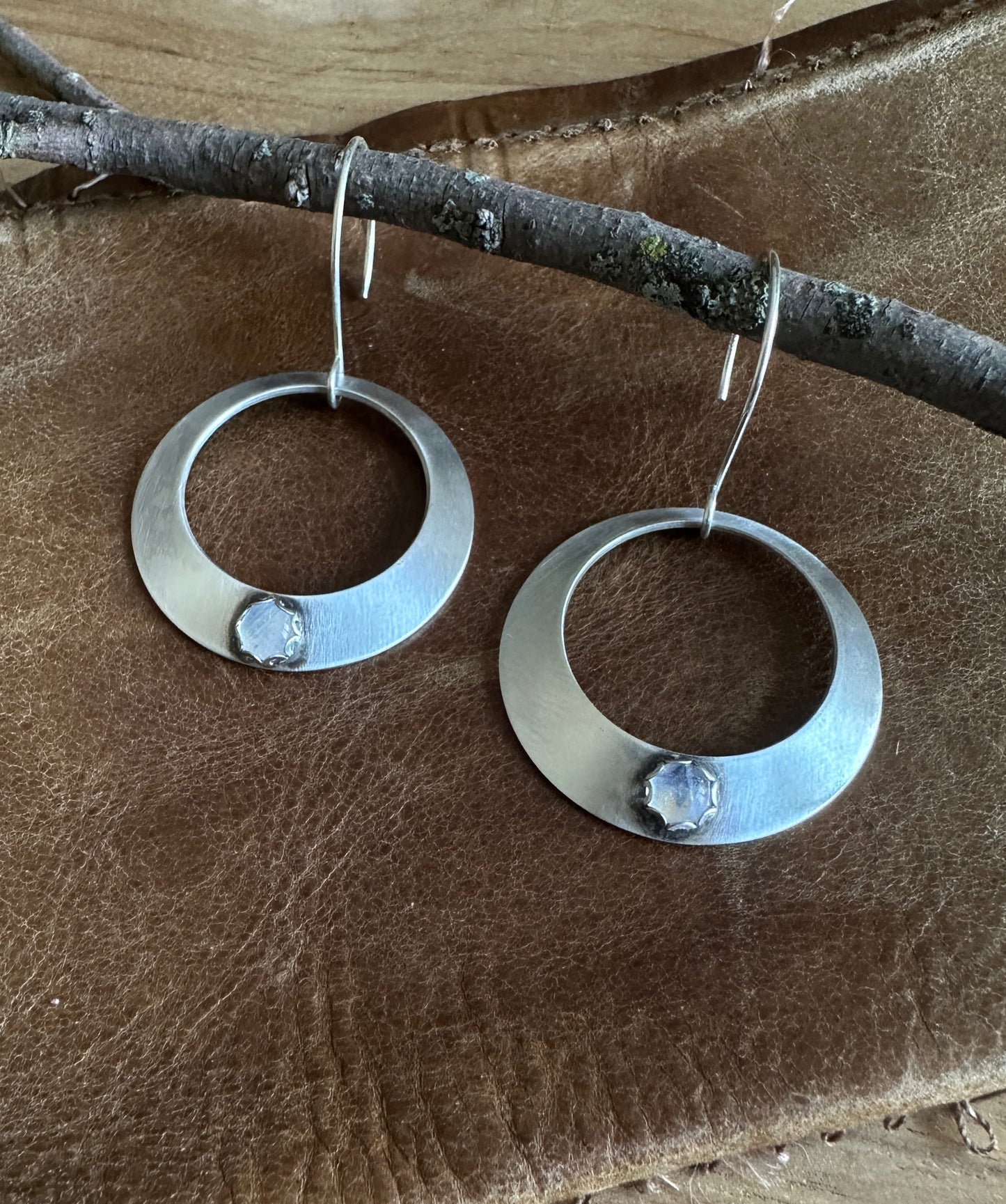 Moonstone Circle Earrings