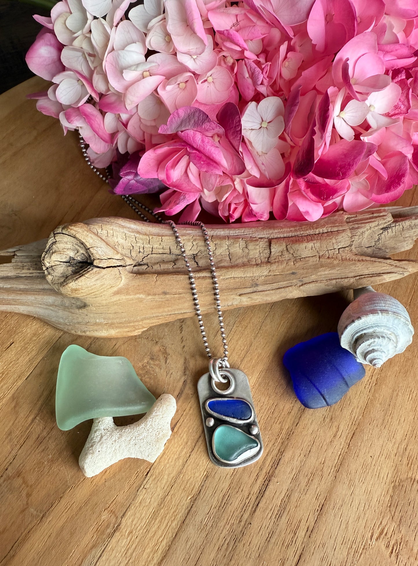 Sea Glass Dog Tag Necklace