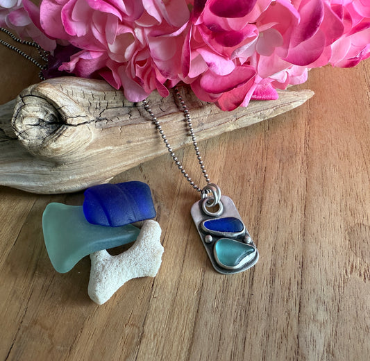 Sea Glass Dog Tag Necklace