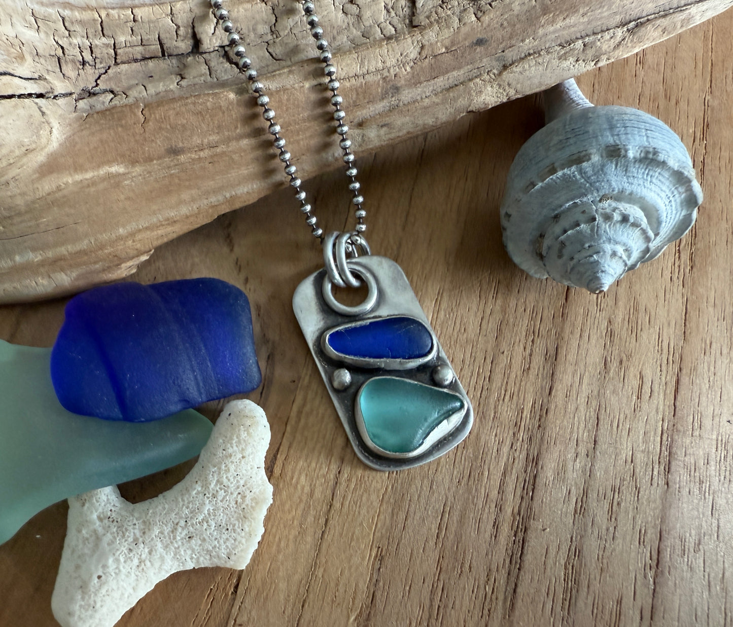 Sea Glass Dog Tag Necklace