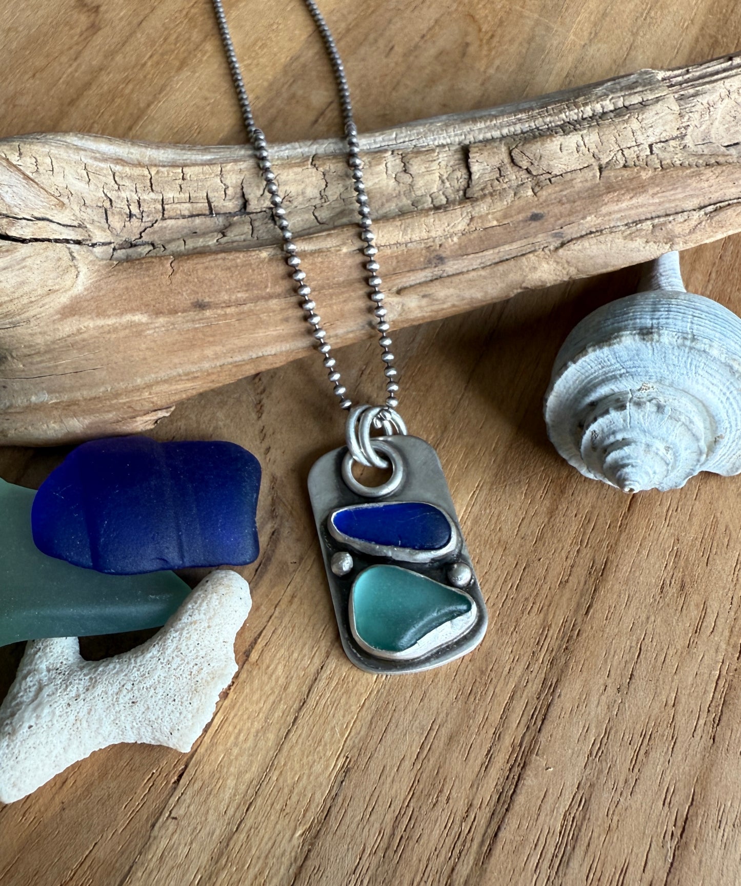 Sea Glass Dog Tag Necklace