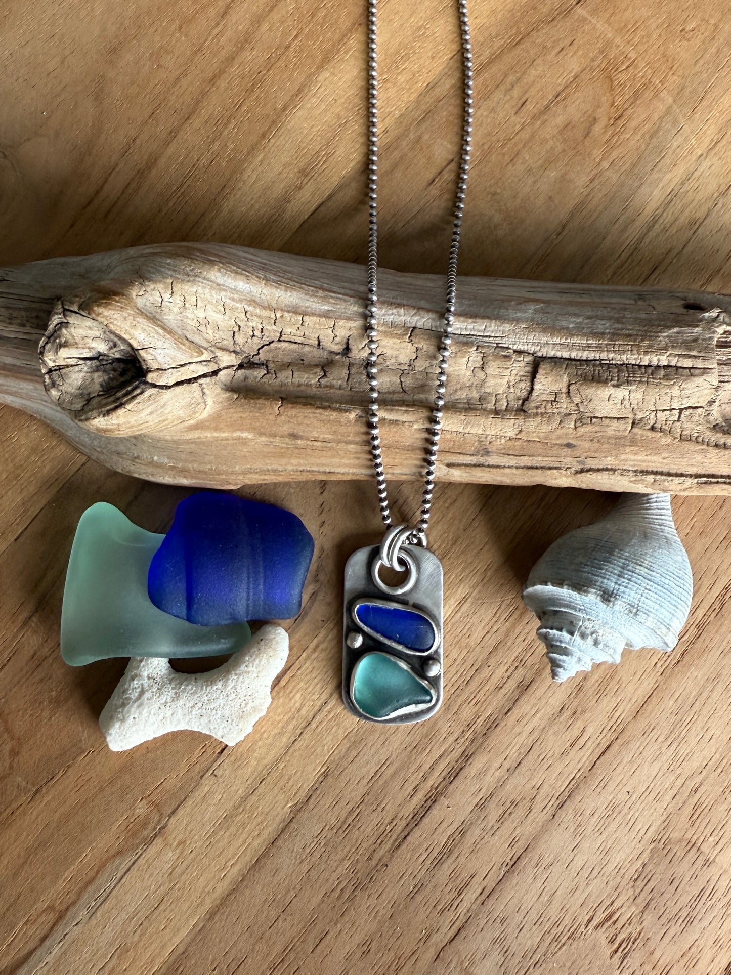 Sea Glass Dog Tag Necklace