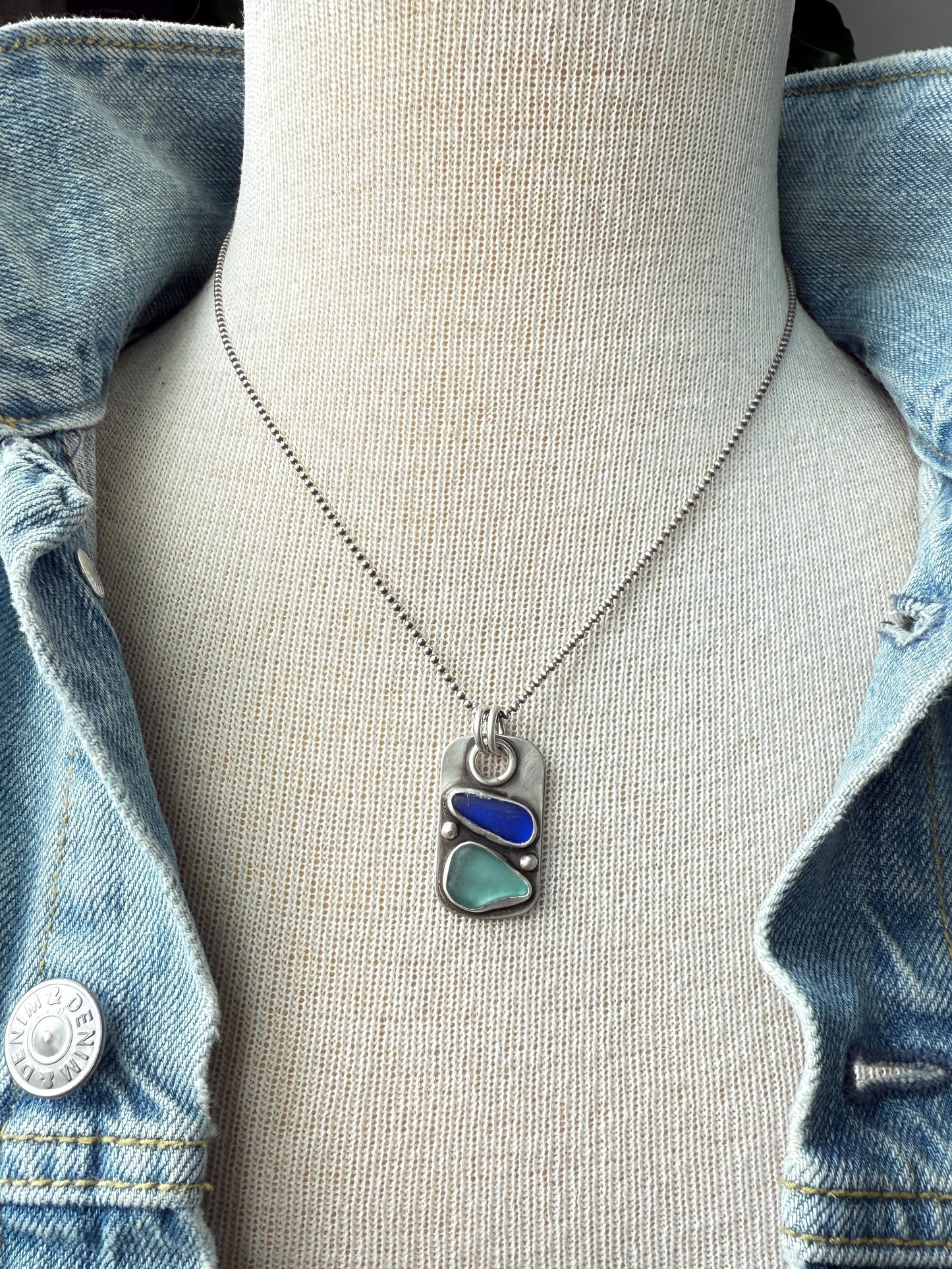 Sea Glass Dog Tag Necklace