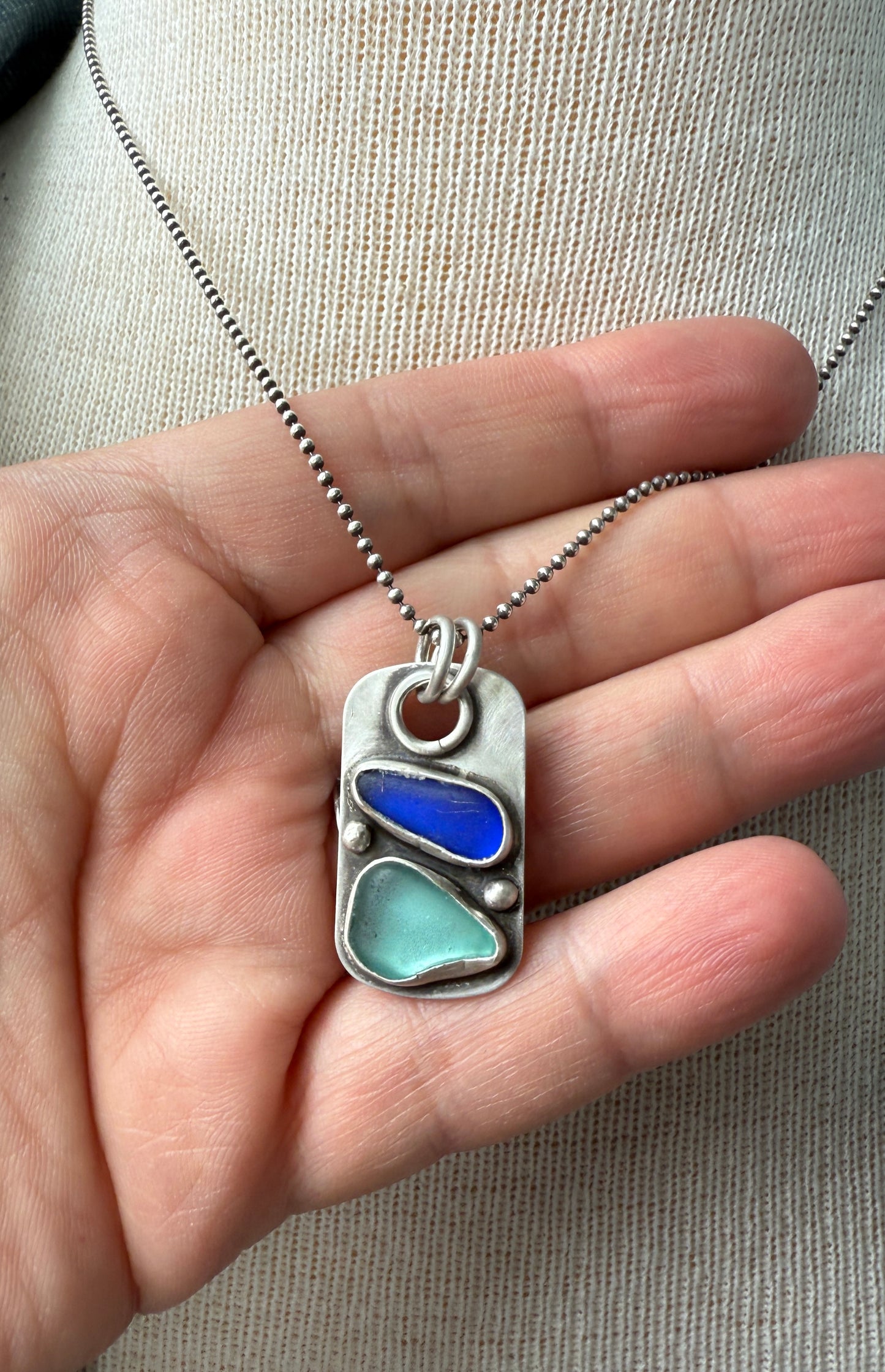 Sea Glass Dog Tag Necklace
