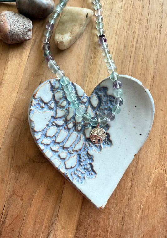 Lace Heart Pottery Trinket Dish