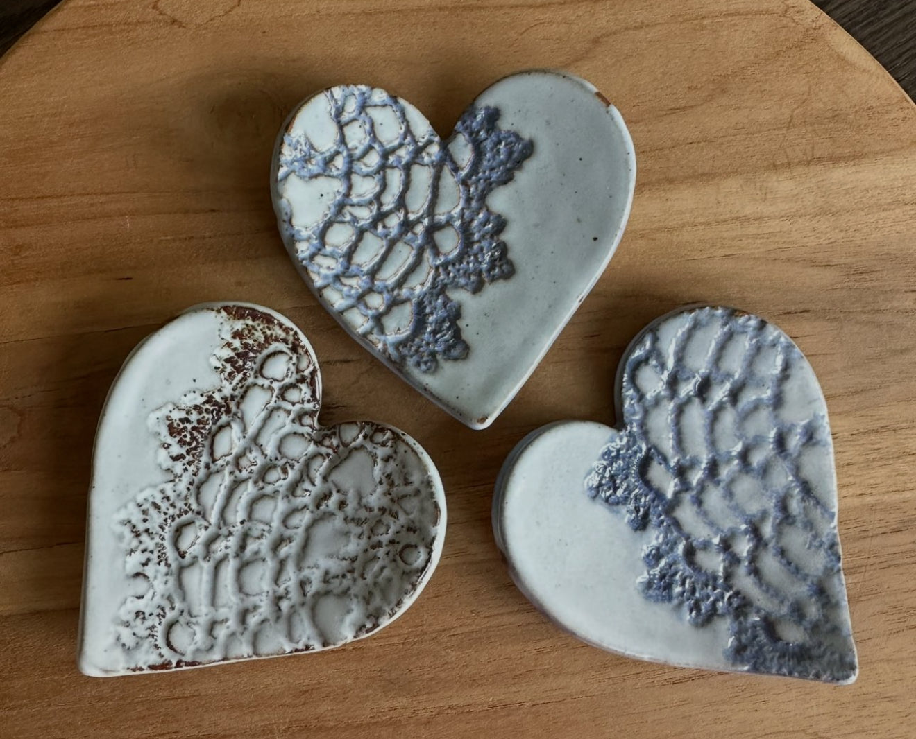 Lace Heart Pottery Trinket Dish
