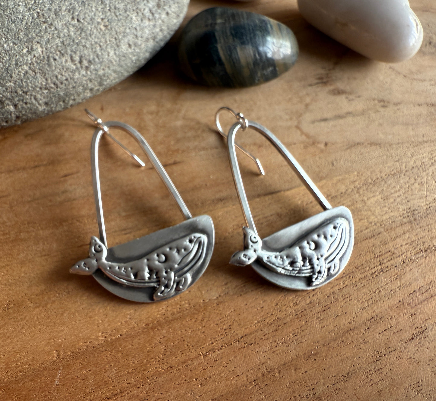 Sterling Silver Humpback Whale Earrings
