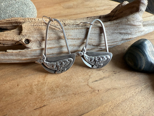 Sterling Silver Humpback Whale Earrings