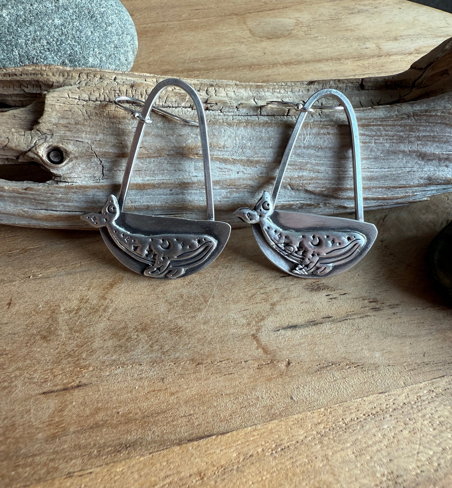Sterling Silver Humpback Whale Earrings