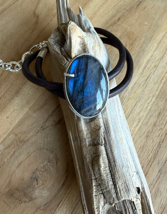 Labradorite Leather Wrap Bracelet