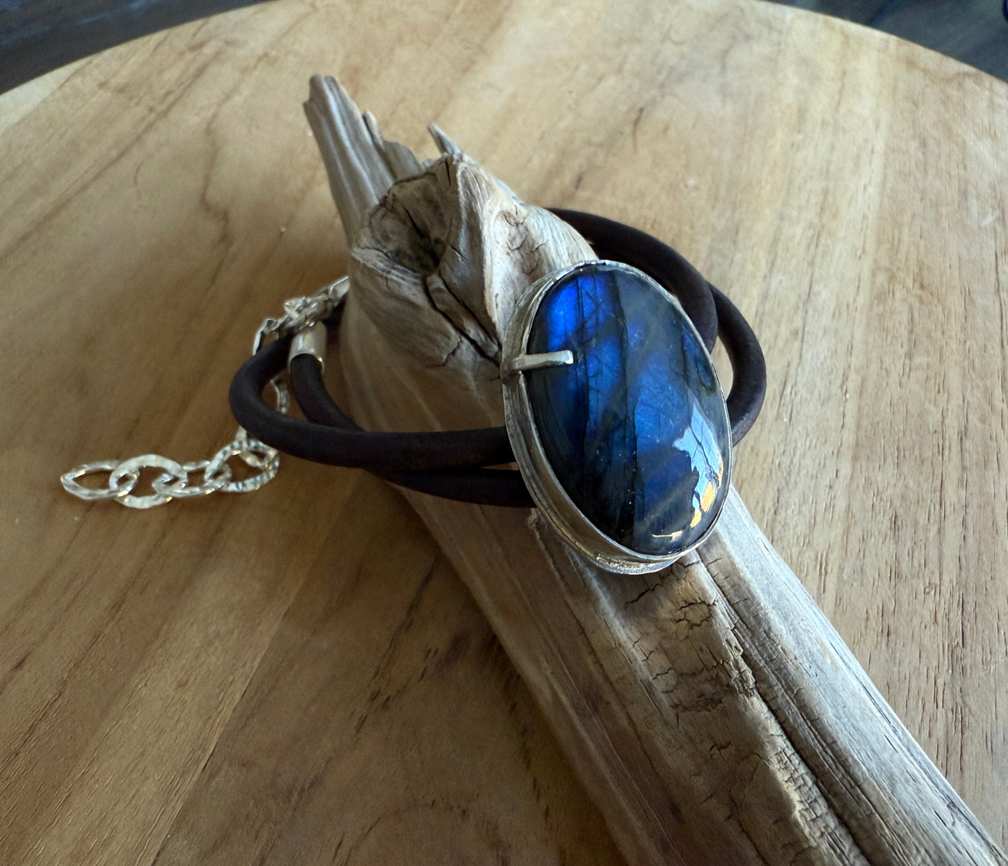 Labradorite Leather Wrap Bracelet