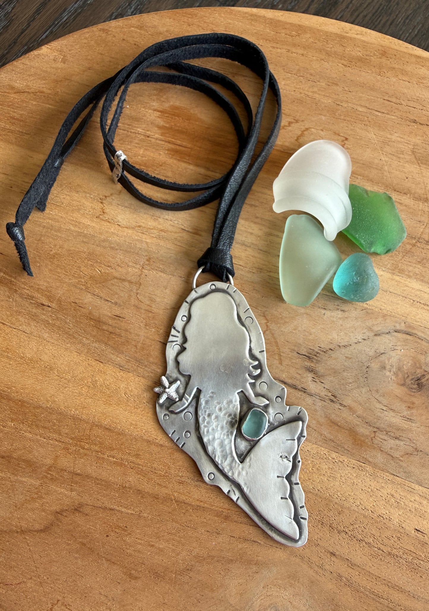 Sterling Silver Sea Glass Siren Necklace