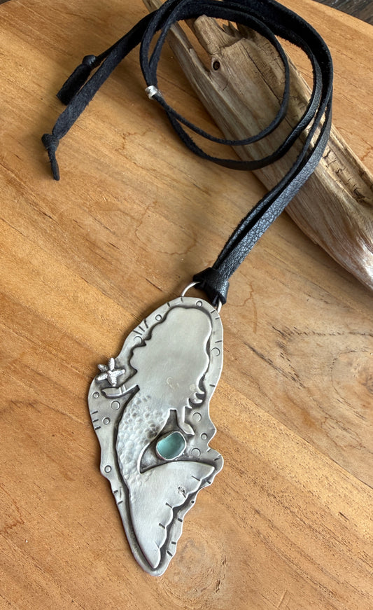 Sterling Silver Sea Glass Siren Necklace