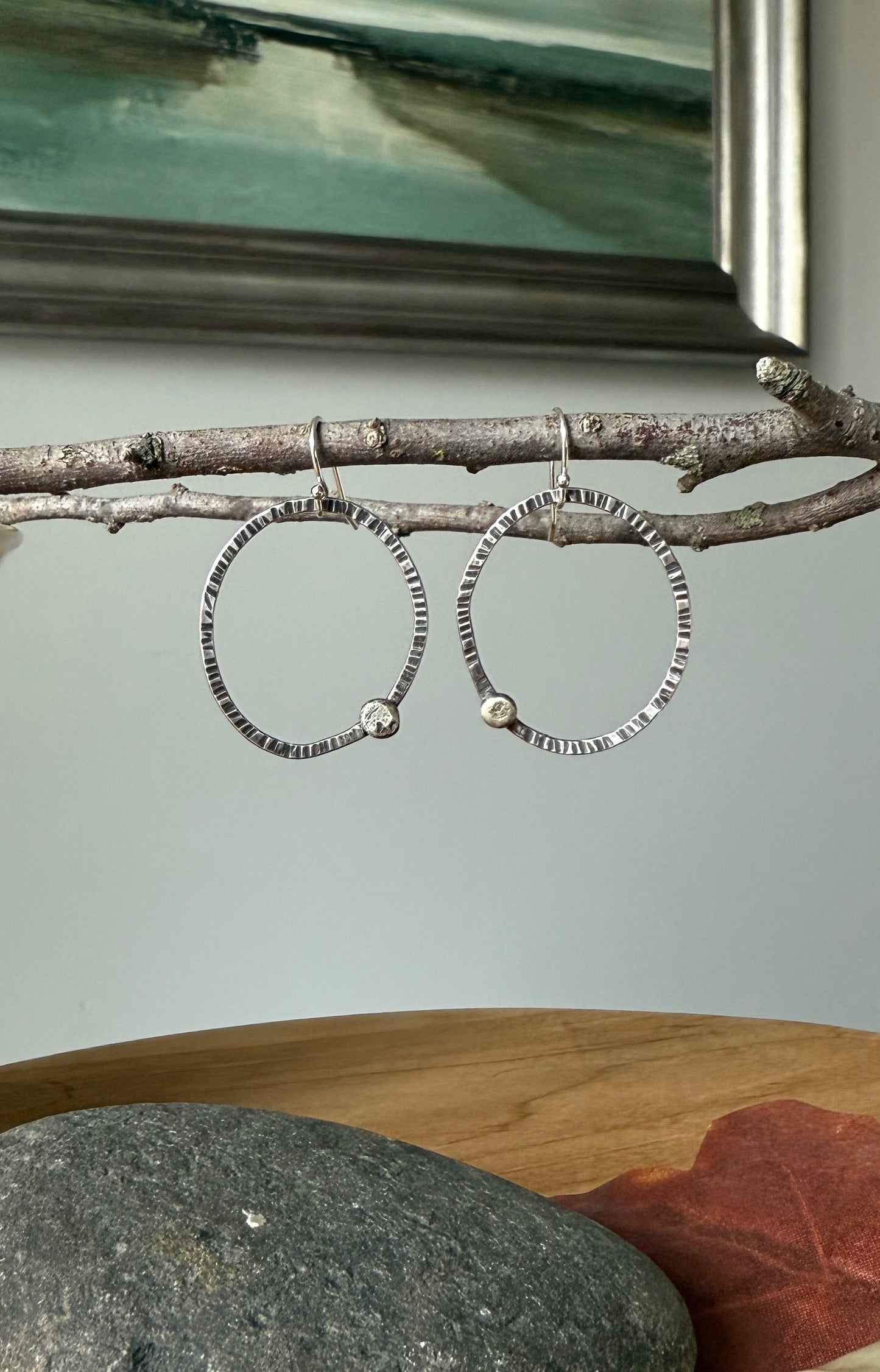Large Hammered Circle Earrings