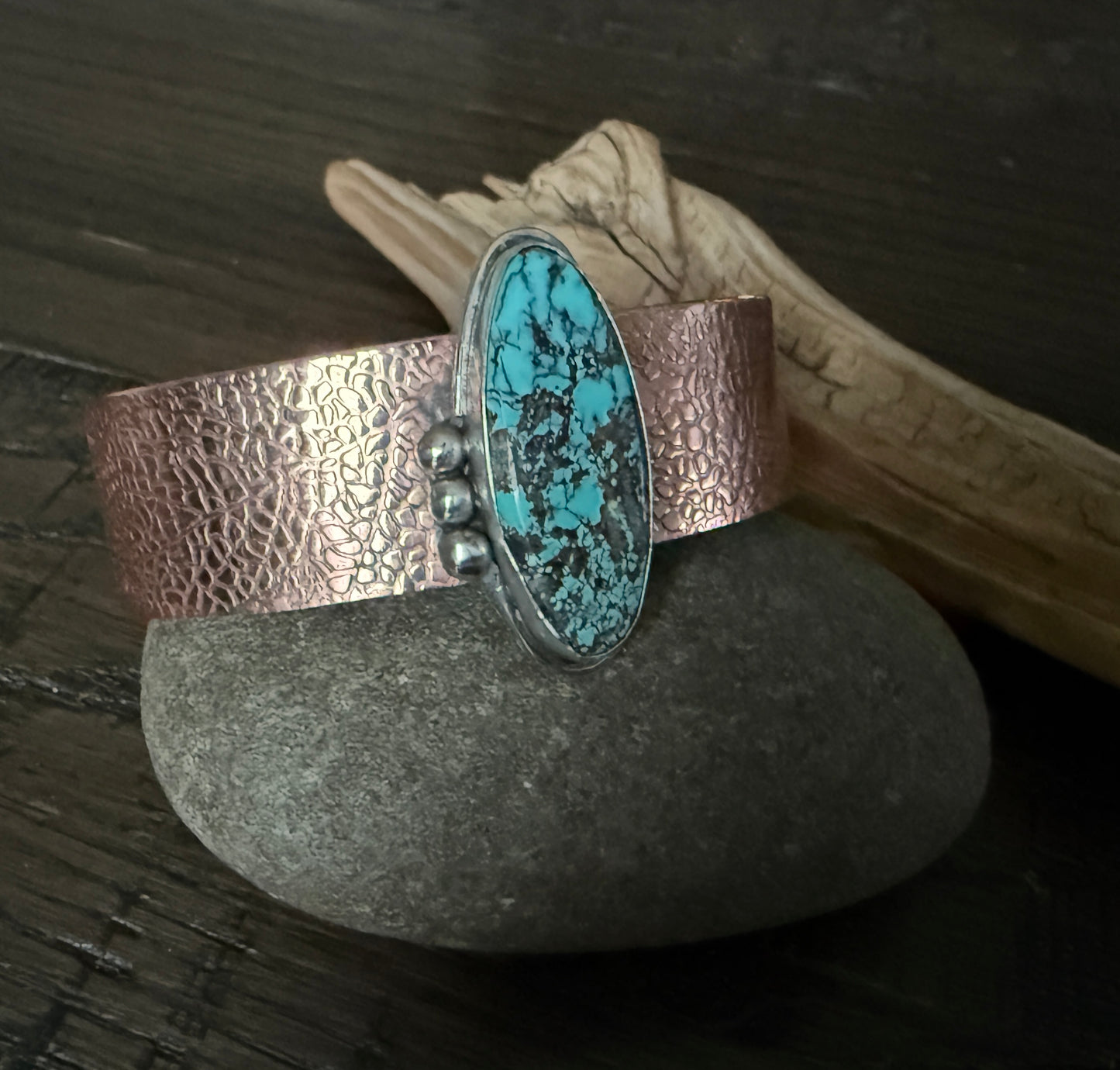 Mixed Metal Cuff with Moon River Turquoise