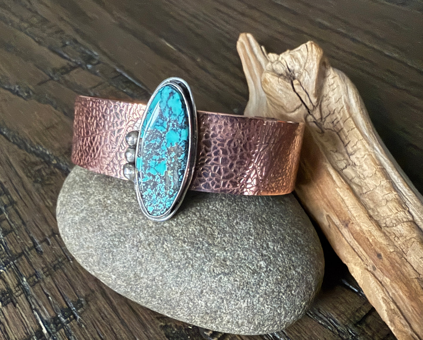 Mixed Metal Cuff with Moon River Turquoise