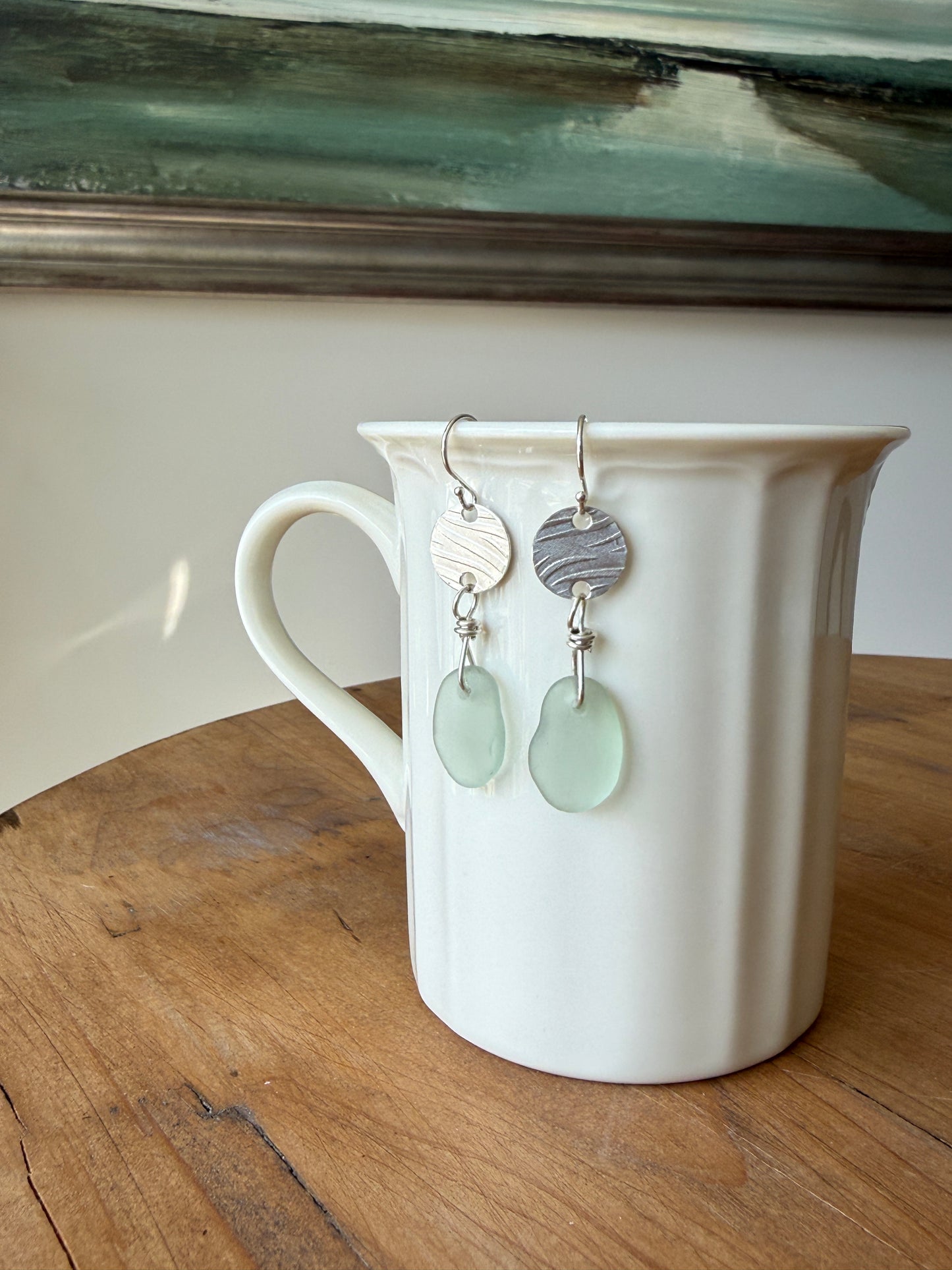 Wavy Sea Foam Sea Glass Earrings