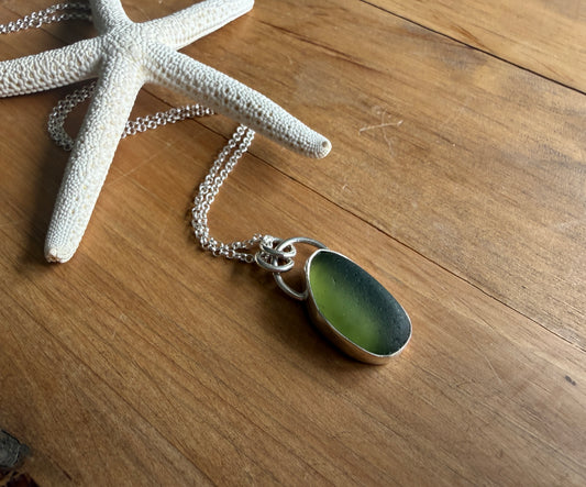 Olive Green sea Glass Necklace